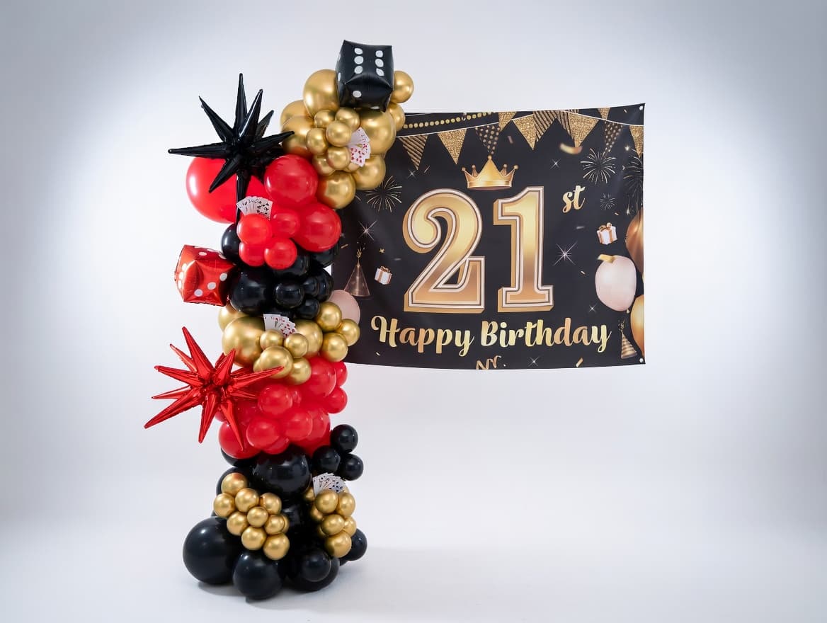 Corporate balloon styling Cork - casino theme premium balloon backdrop