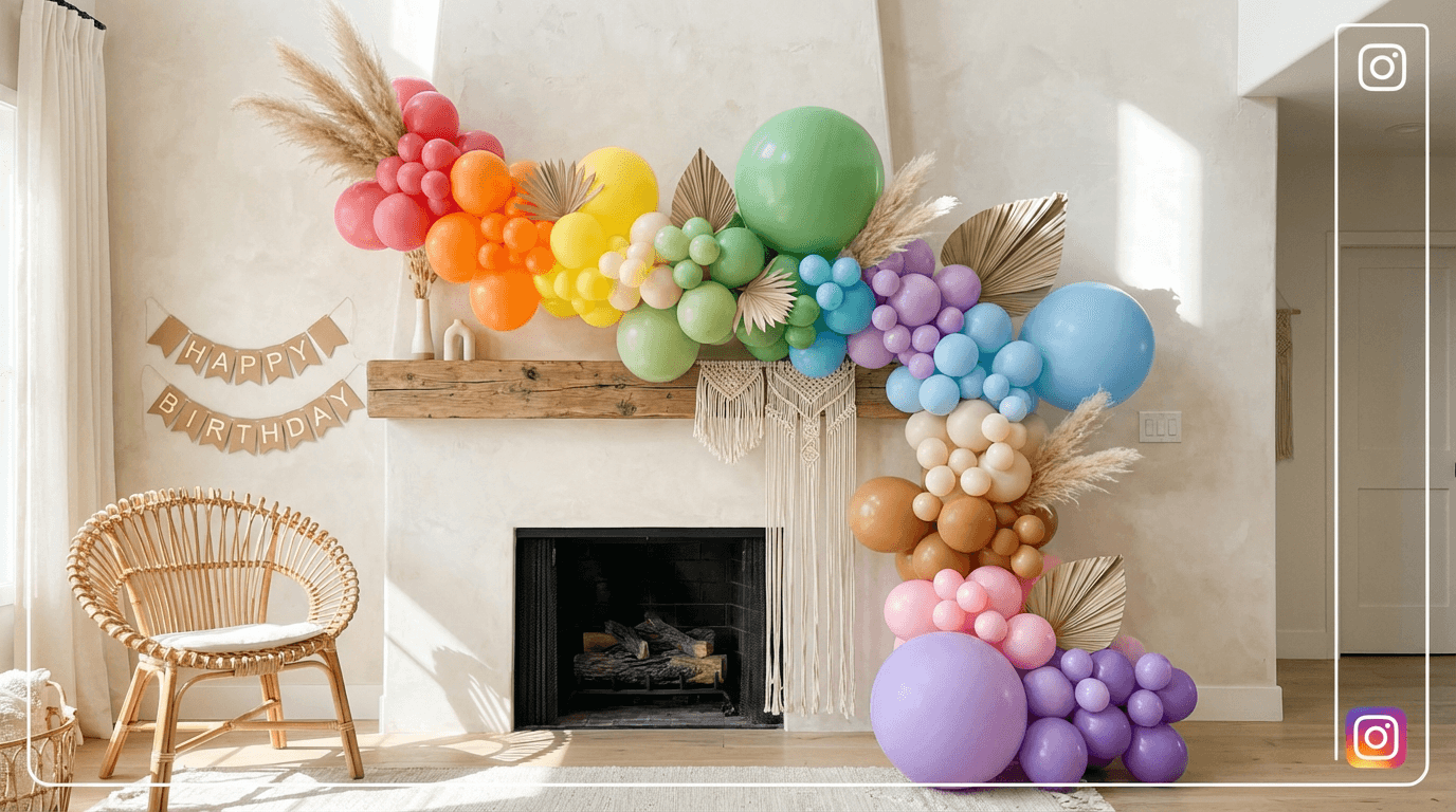 Balloon garland Cork - luxury organic balloon installations by Phoenix Delights