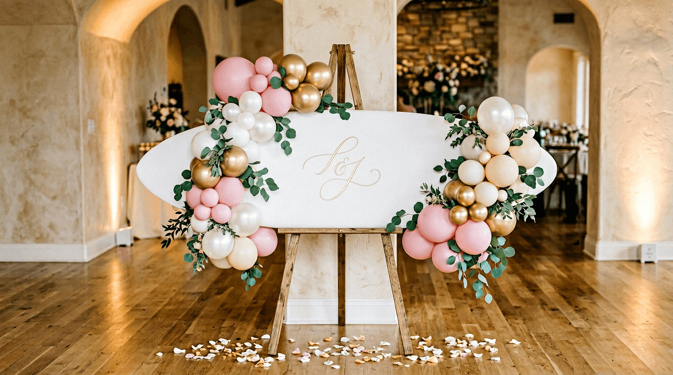 Sailboard and balloon displays Cork — backdrop panel with balloon clusters